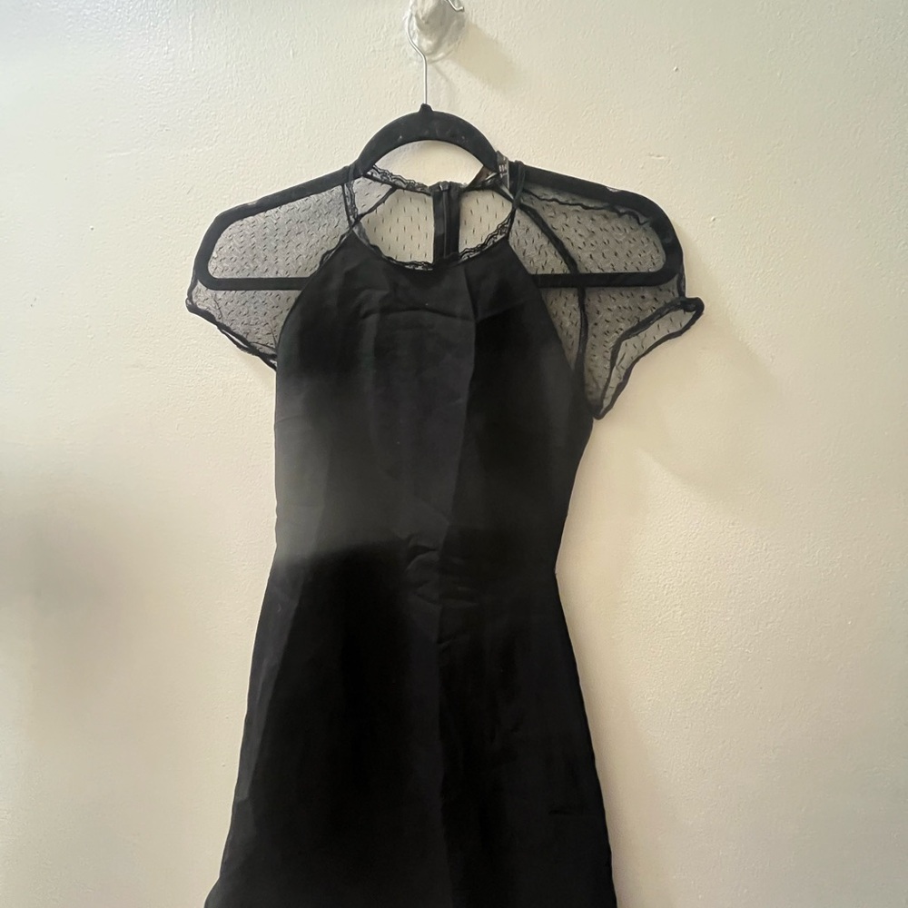 Zara Black Mini Dress with Sheer Cap Sleeves